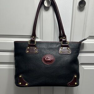 Dooney & Bourke Black Leather Bag with Red Logo